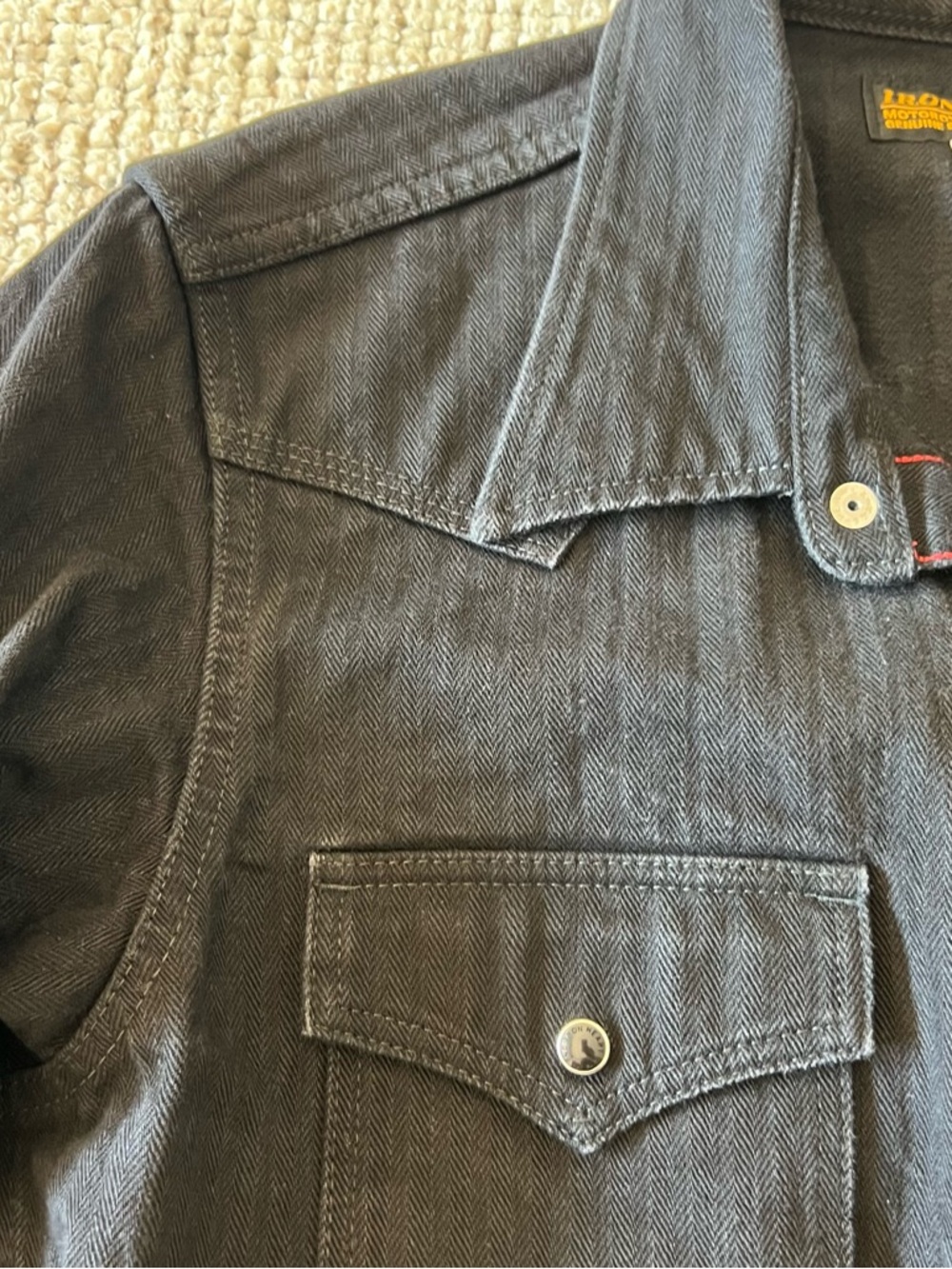 IRON HEART 13.5OZ DENIM WESTERN SHIRT - IHSH-396-BLK - BLACK jacket - Picture 13 of 14